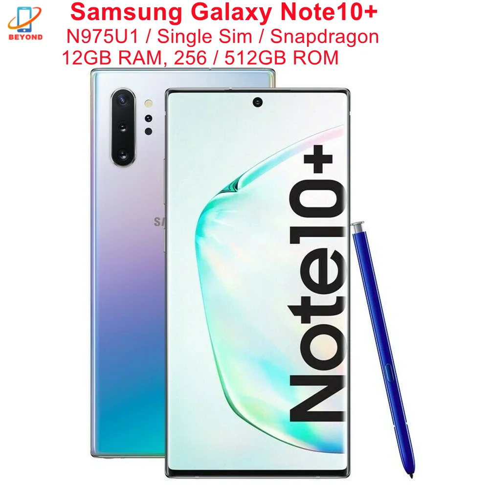 Оригинальный сотовый телефон Samsung Galaxy Note10 + Plus N975U N975U1 256/512 Гб ПЗУ 12 ОЗУ 6 8 дюйма