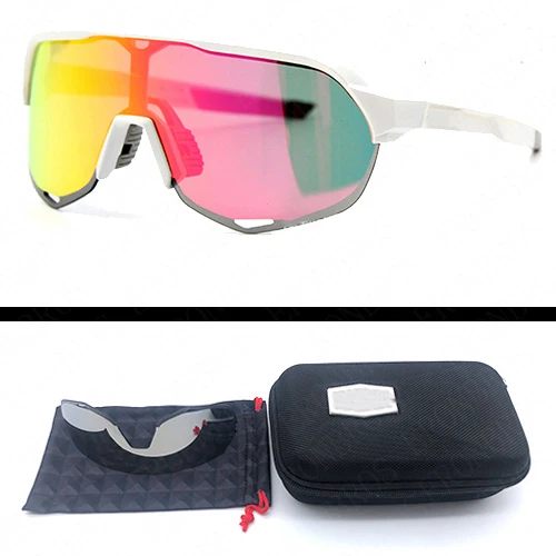 White frame red piec Поляризационные уличные спортивные солнцезащитные очки S2 для велосипеда Gafas ciclismo MTB, велосипедные очки 100, 3 линзы, очки для рыбалки, Peter speed daler - Цвет: White frame red piec
