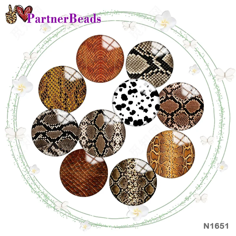 

Коричневая змеиная кожа 12 мм/18 мм/20 мм/25 мм, круглые стеклянные фото Кабошоны, демонстрация плоской задней части, фурнитура для изготовления ...