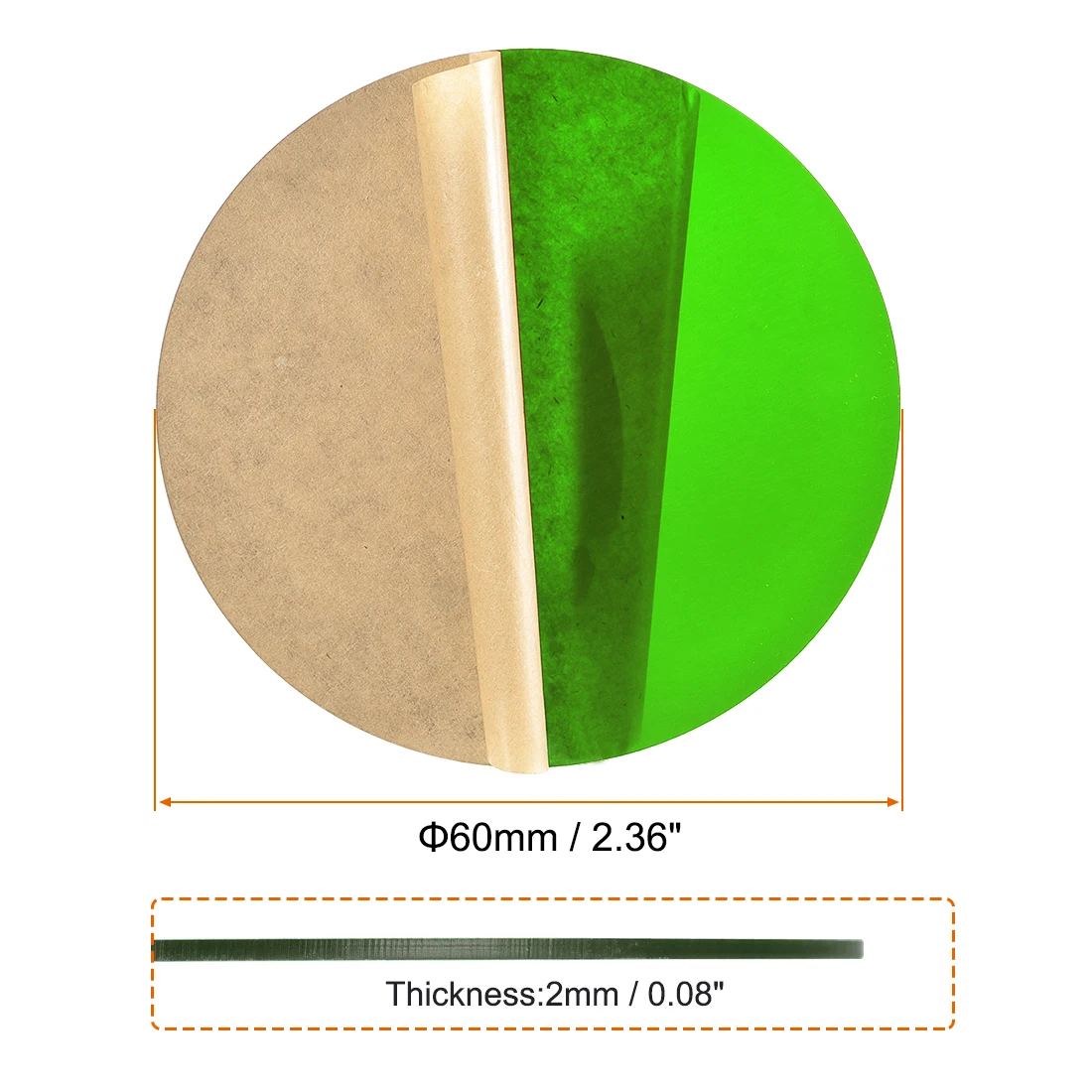 Uxcell Acrylic Sheet Circle Round Disc Green Translucent 2mm Thick 2-/2&quot Diameter Sheet(60mm) | Инструменты
