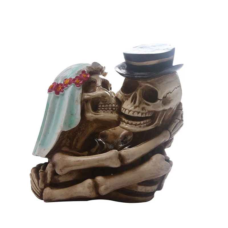 

Статуя человеческого черепа HeyMamba из смолы, скульптура, призрак, муж и жена, череп, скелет, домашний подарок на Хэллоуин, День святого Валенти...