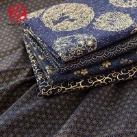 navy blue japanese style bronzing printed cotton fabric for handmade sewing table runner 1 piece 50145cm tj1023