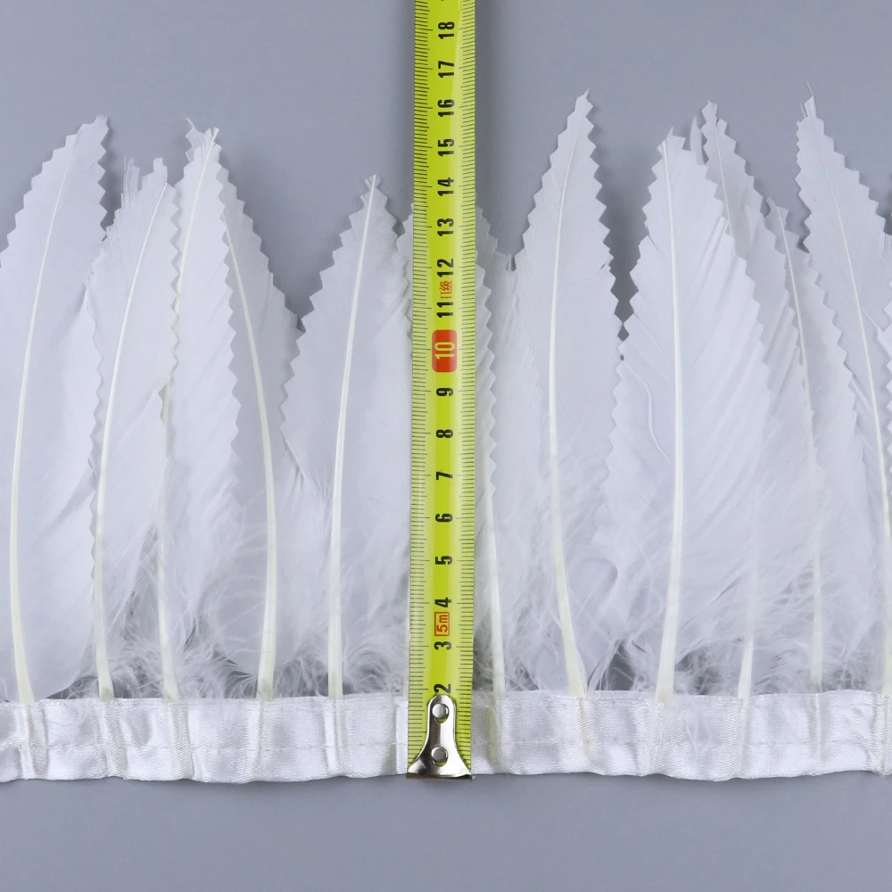

2Meters sawtooth Natural Goose Feather Trim Fringe DIY 10-15cm HandMamd Home Decoration Sewing Clothes Accessory Plumes Crafts