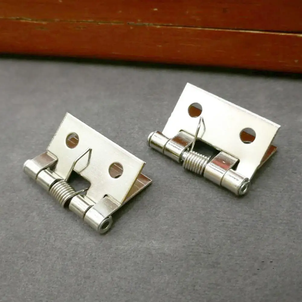 Серебристый 10 шт. железные Пружинные стыковые петли 4 отверстия шкаф DrawerJewelry коробки декоративные петли мебельная фурнитура - Цвет: Серебристый