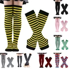 Длинные перчатки без пальцев Разноцветные полосатые гетры для рук с отверстием для большого пальца набор высоких носков длиной до локтя рукава Q5WE