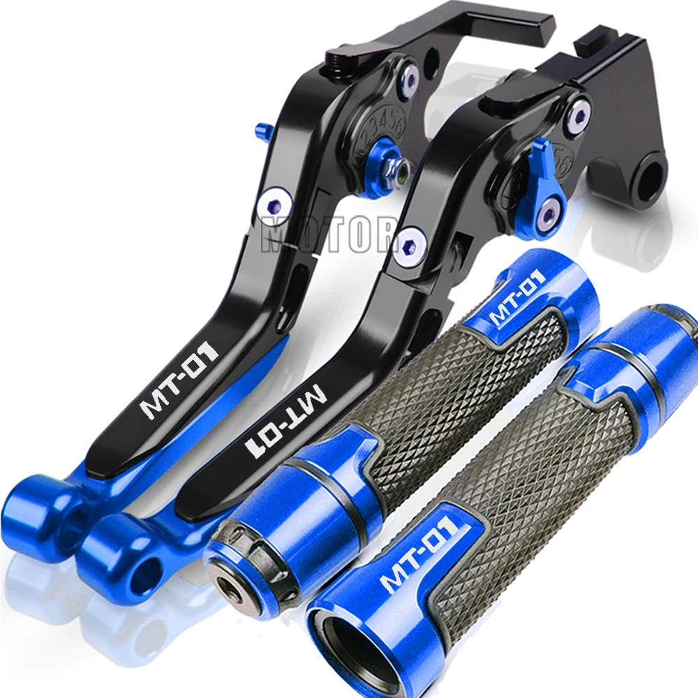 

For Yamaha MT-01 Motorcycle Extendable Brake Clutch Levers and Handlebar Hand Grips ends 2004 2005 2006 2007 2008 2009 MT01 LOGO