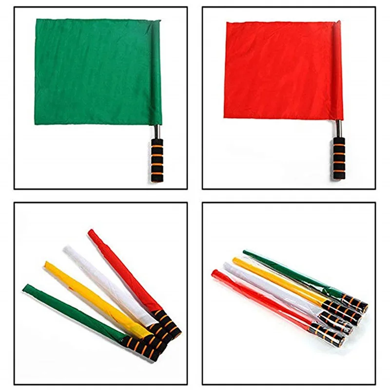 

New Style Referee Flag signal Flag Track And Field Competition Signal Flag Stainless Steel Grip Command Soccer Referee Flag