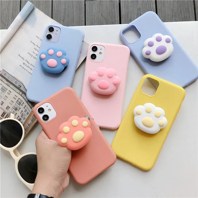 Cute Cartoon Mouse Holder Ring Silicone TPU Case For iPhone 11 Pro Max XR X XS 6 6S 7 8 Plus Floret Bracket Phone Cover | Мобильные