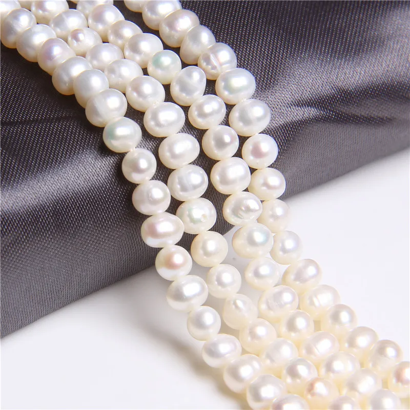 

4-4.5mm Fine AAA Natural White near round freshwater pearls beads loose oval real pearl beads For Jewelry Making DIY Bracelets