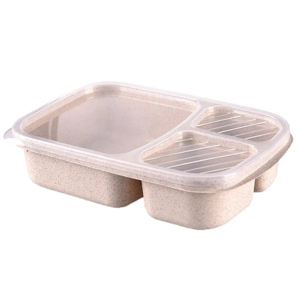 Три сетки пшеничная соломенная посуда квадратная коробка для обеда прозрачная