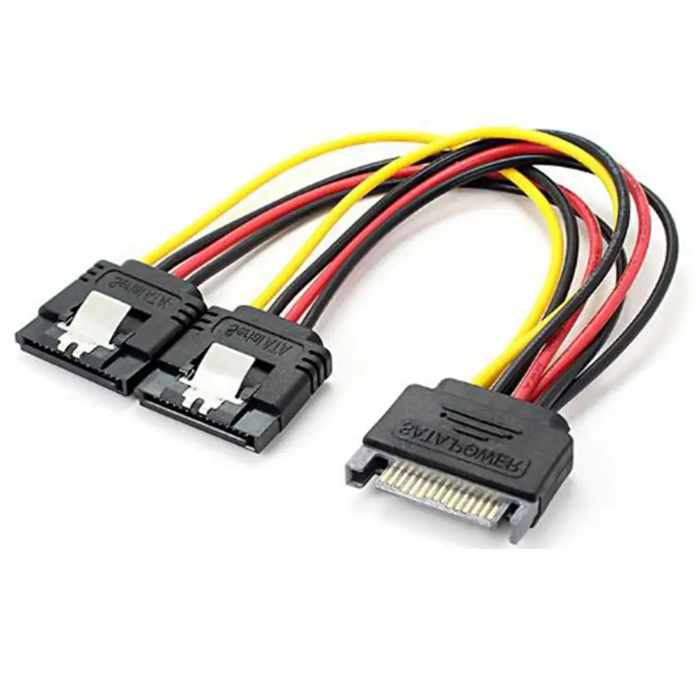 SATA Power Supply 15-pin Y Splitter Cable Adapter with Shrapnel Buckle - Male to Female, Perfect for HDD image 2