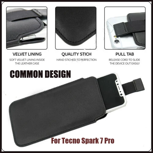 

Casteel PU Leather Case For Tecno Spark 7 pro Pull Tab Sleeve Pouch Cover Case