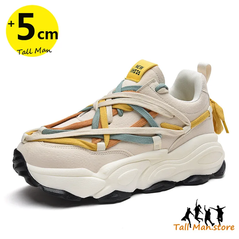 

Sneakers Men Sports Elevator Shoes Height Increase Insole 5cm Man Daily Life Leisure Fashion
