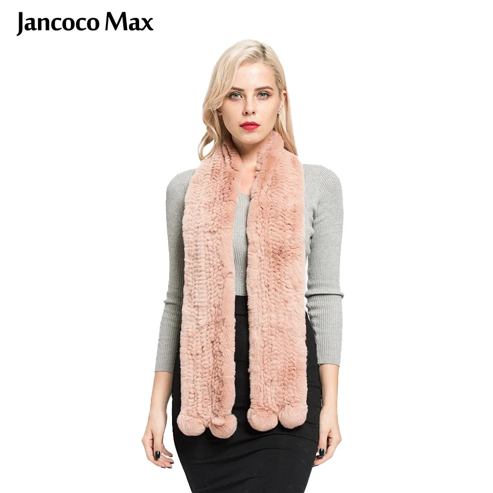 Jancoco Max настоящий шарф из меха кролика Рекс женская мода Стиль Длинные Глушитель