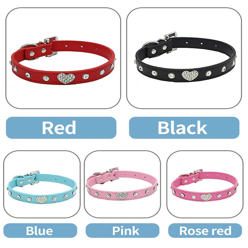 Блестящая искусственная кожа стразы в форме сердца хорошие украшения ошейник