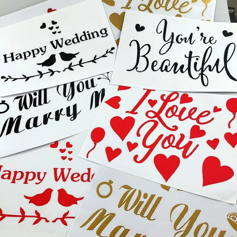 10PCS Happy Wedding Balloon Stickers I LOVE YOU / Will you marry me Transparent Bobo Bubble Balloons Sticker