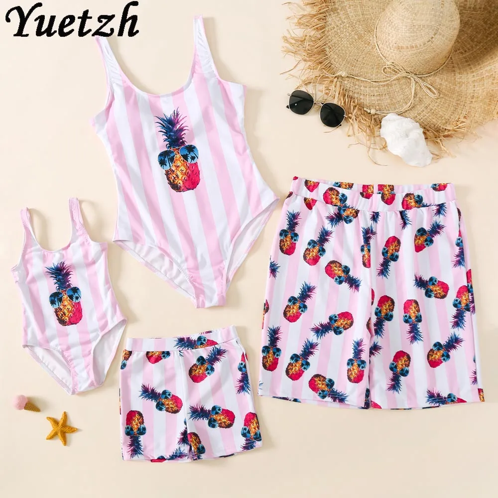 Купальник Цельный для женщин и девочек семейная одежда шорты штаны плавания