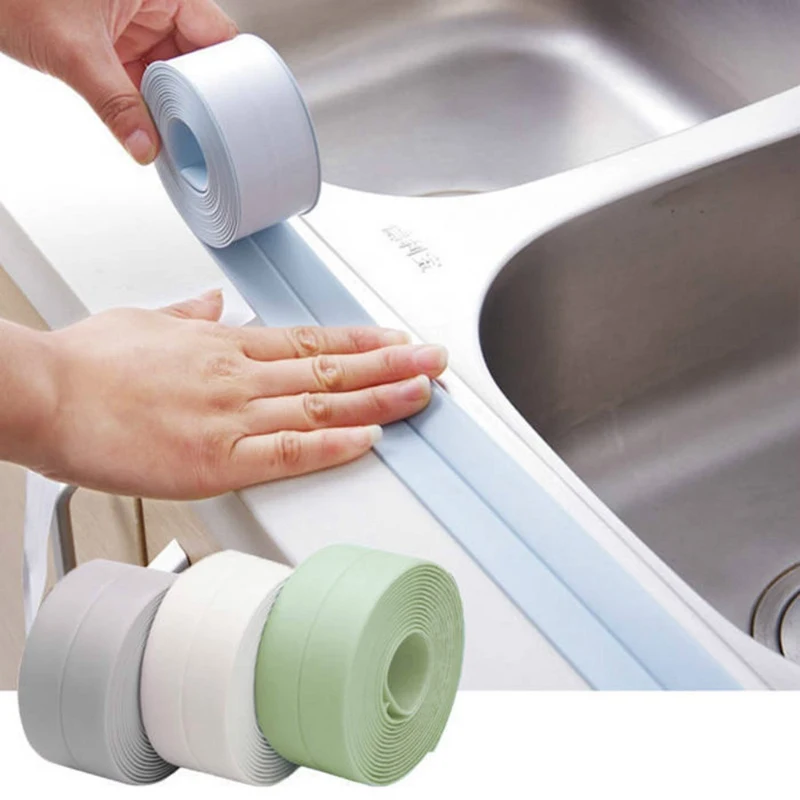 

1 Roll PVC Kitchen Waterproof and Mildew-proof Tape Sink Basin Edge Sealing Tape Toilet Self-adhesive Seam Sealant 3.2m*2.2cm