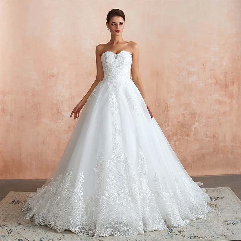 Luxury Wedding Dresses Vintage Lace Bling Sequins White Ivory Sweetheart Bridal Dress vestido de novia 2019 New | Свадьбы и
