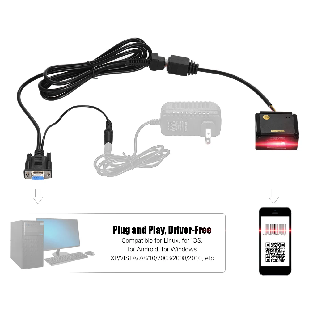 Встроенный 1D 2D сканер штрих кода считыватель модуль CCD двигателя с интерфейсом