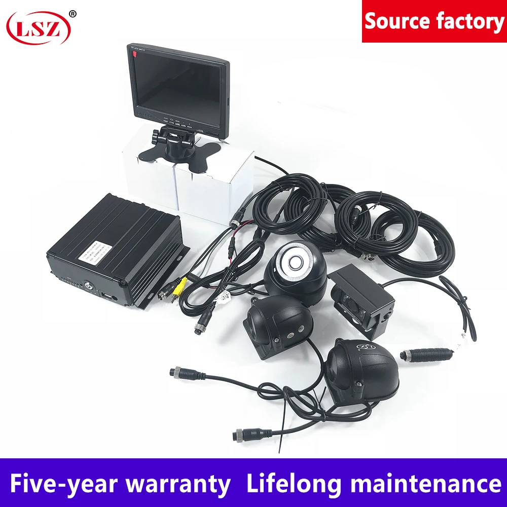 LSZ 4-channel hard disk+ SD card MDVR+ 3 inch plastic dome camera truck/bus Mobile DVR Sets