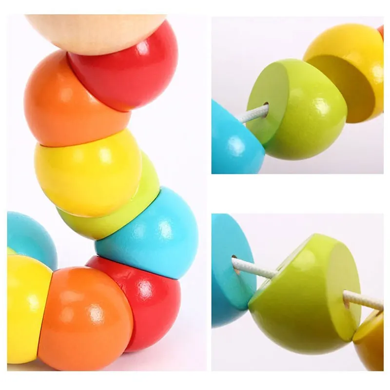 

1Pcs Wooden Colorful Twisted Insect Toys Cute Cartoon Baby Insect Toy Early Education Gift for Baby Kids
