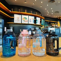 1500ml water bottles large capacity plastic transparent sports drink bottle gym fitness ton cup with portable handle and rope
