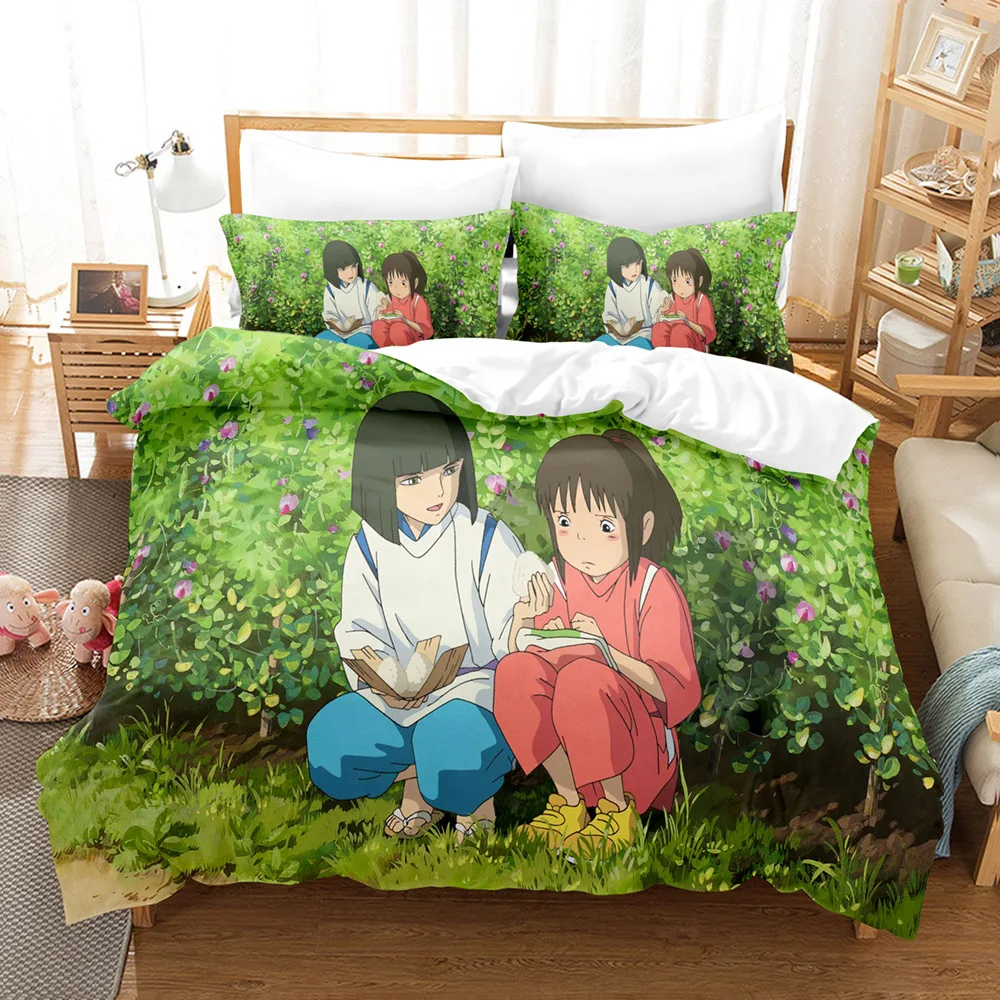 Spirited Away Bedding Set Japanese Anime Kids Gift Duvet Cover Comforter Bed Linen Queen King Single Size With Pillowcases | Дом и сад