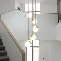 modern led chandelier nordic penthouse living room staircase glass ball chandelier exhibition hall staircase decorative lamp