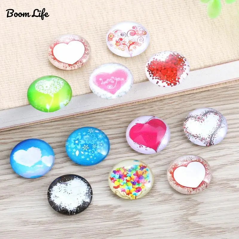 

20pcs/Lot 12MM/16MM/18MM/20MM/25MM MIxed Colorful Fashion Photo Glass Cabochons Mixed Color Cabochons For Bracelet Earrin