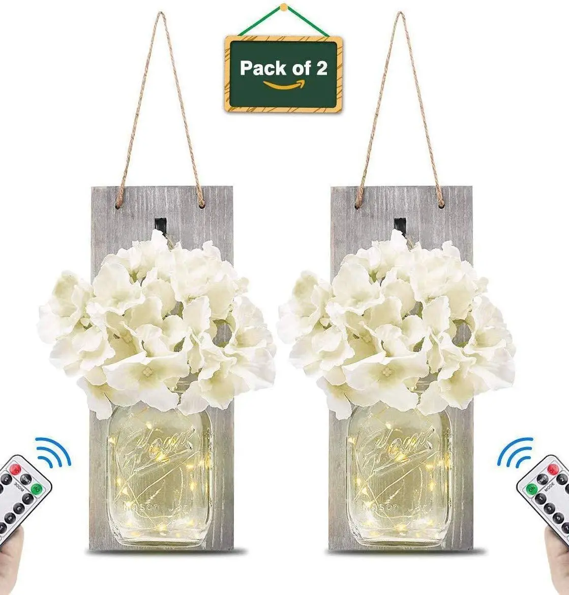 

Винтажный настенный светодиодный светильник гортензии, бра с дистанционным управлением для дома, улицы, сада, двора и газона, 2 комплекта