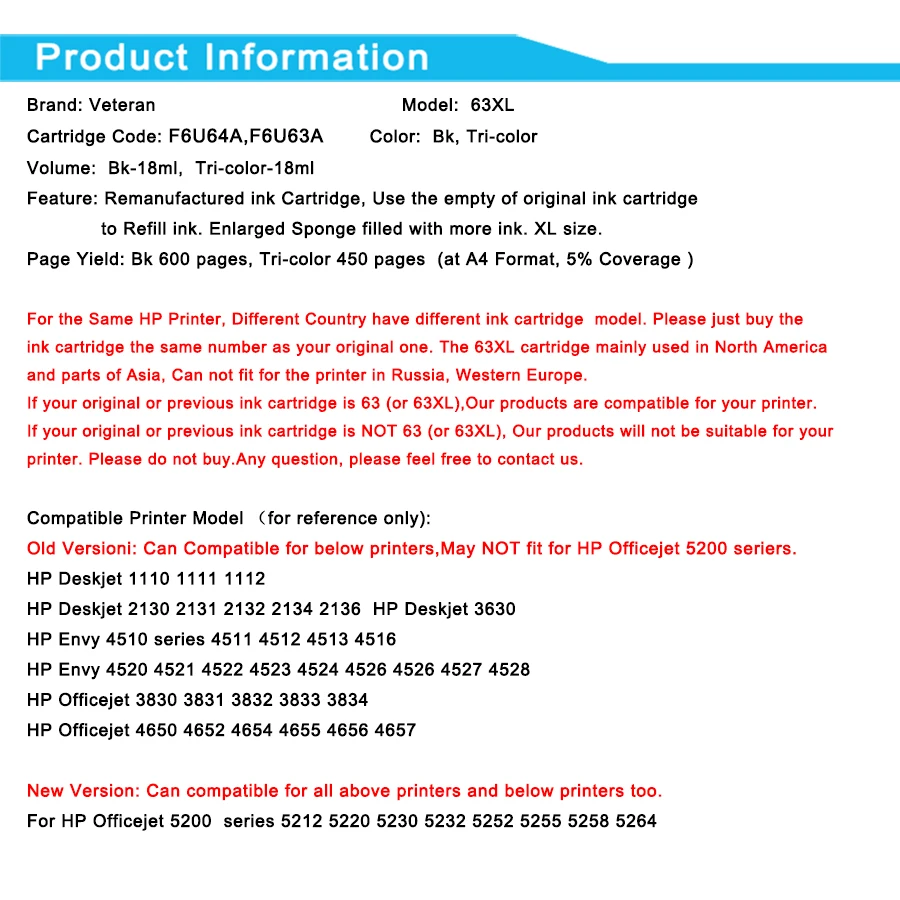 Чернильный картридж Veteran 123XL для hp 123 HP123 принтера Deskjet 3632 2130 5020 5030 1110 5010 5052 2133 2134 |