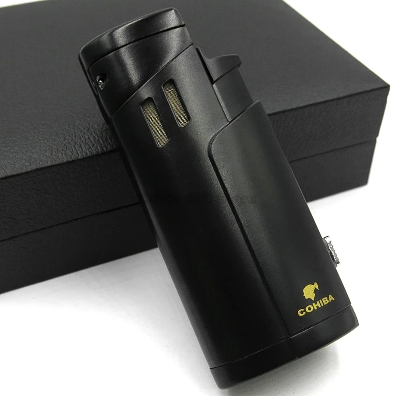 Металлическая сигаретная Зажигалка COHIBA 3 фонарь карманная Бутановая газовая
