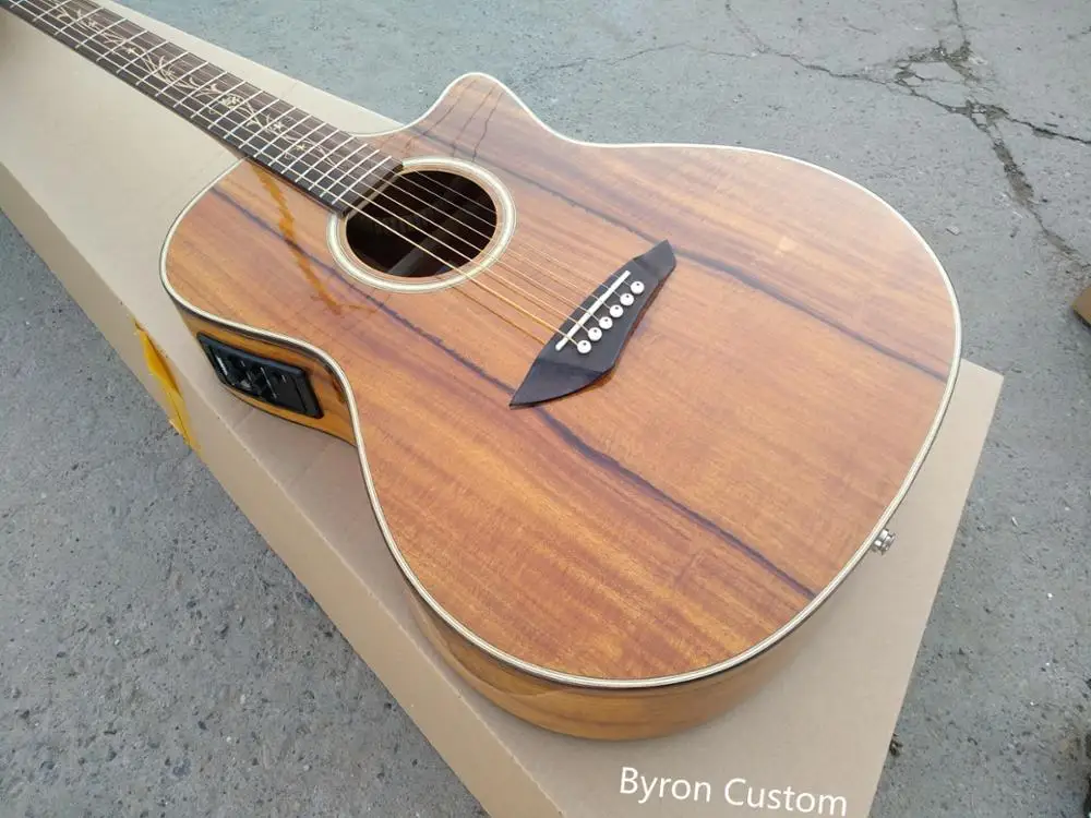 Бесплатная доставка koa wood cutaway Акустическая Электрогитара профессиональная