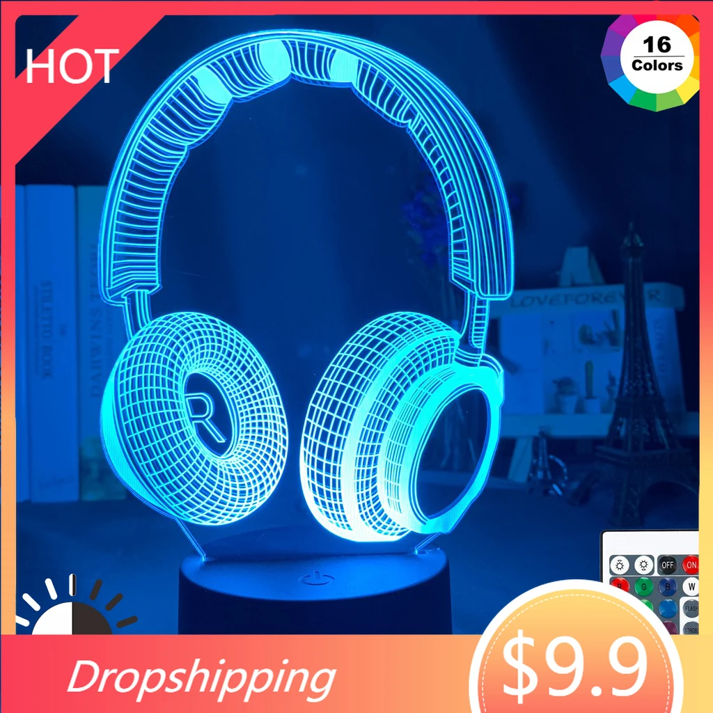 3d ночной Светильник гарнитура светодиодный сенсорный датчик цветной ночник