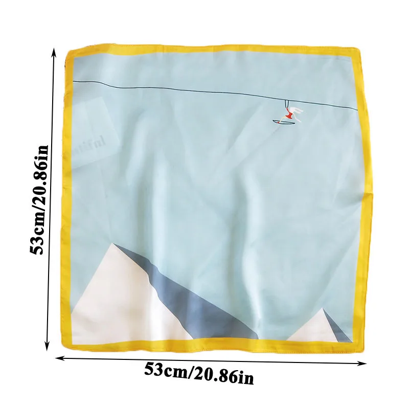 

53*53cm Women Square Scarf Floral Animal Print Office Lady Decorative Small Hair Neck Scarf Satin Silk Small Shawls and Wraps