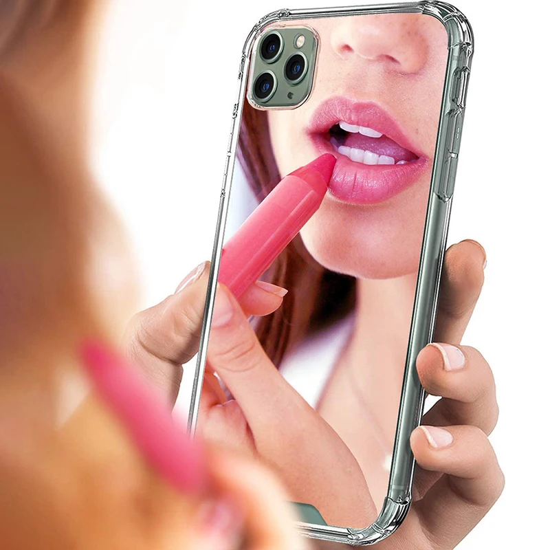 Luxury Clear Makeup Mirror Phone Case For iphone 11 12 Pro XS MAX Mini XR X 7 8 6S 6 Plus SE 2020 Shockproof Soft Silicone Cover