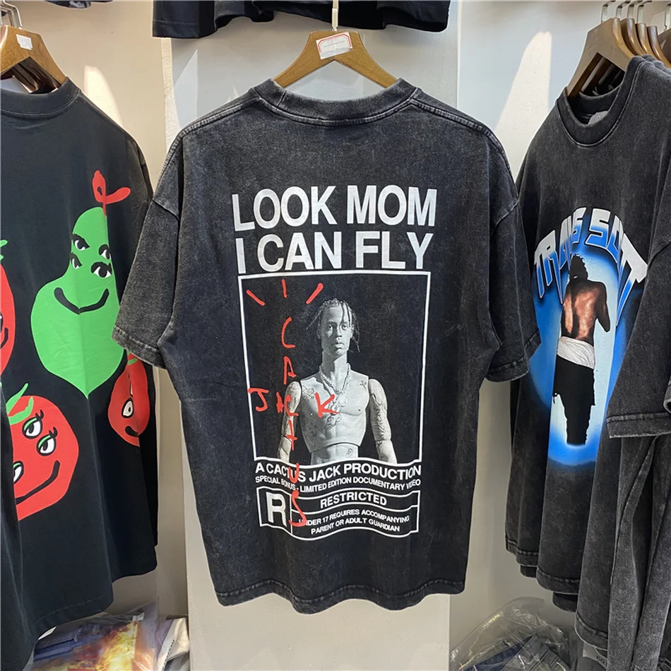 

Heavy Fabric TRAVIS SCOTT T Shirt Men Best Quality Vintage Cactus Jack Top Tees oversized t shirt harajuku womens t shirts