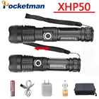 Фонарик Pocketman xhp50.2, мощный фонарик, светодиодный фонарик с зумом и Usb, фонарик xhp50, с аккумулятором 18650