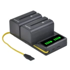 DuraPro 5200 мАч NP-F750 NP-F770 камера батарея + LED зарядное устройство со встроенным кабелем для Sony NP F970 F960 F550 F570 QM91D CCD-RV100