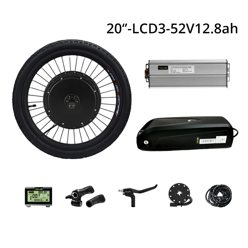 20in LCD3 52V12.8AH Комплект для переоборудования электрического велосипеда с Батарея 52 в 12.8ah комплект для электрического велосипеда 1500W 48 v Электрический мотор для центрального движения колеса и 52V Батарея Байк, способный преодолевать Броды набор - Цвет: 20in LCD3 52V12.8AH