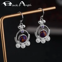 black angel 2020 new charoite purple gemstone vintage thai silver clip earrings for women fashion jewelry christmas gift