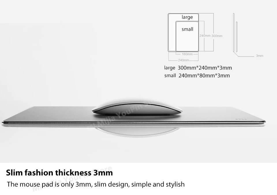 Xiaomi Mi, оригинальные коврики для мыши из металлического алюминиевого сплава, противоскользящий тонкий коврик для мыши, ПК, компьютера, ноутбука, 300*240*3 мм/240*180*3 мм