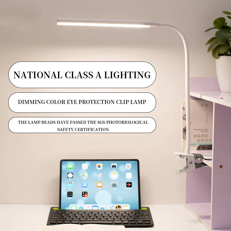 구매 LED 10W 접이식 클램프 책상 램프 눈 보호 충전식 Led 테이블 램프 클립 침대 독서 작업 및 컴퓨터용