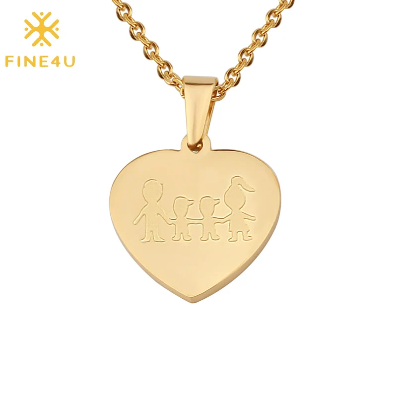 FINE4U N302 для всей семьи любящее сердце кулон колье ожерелье в виде цепочки из
