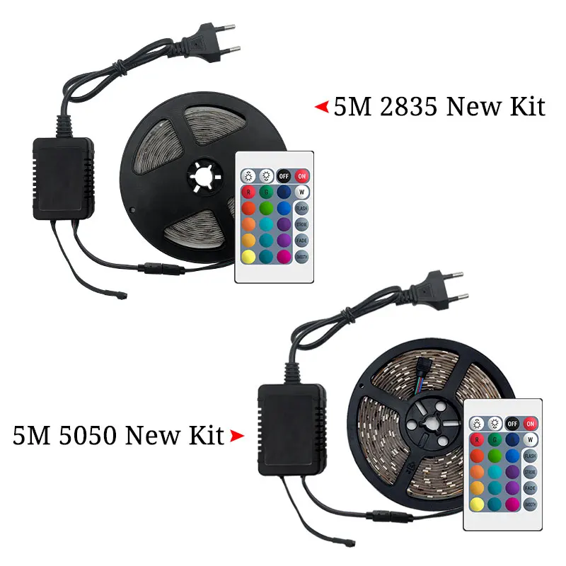 Светодиодный светильник RGB 5050 SMD 2835 гибкая лента fita светодиодный светильник RGB 5 м 10 м 15 М лента диод DC12V 60 светодиодный s 1 м+ управление+ адаптер