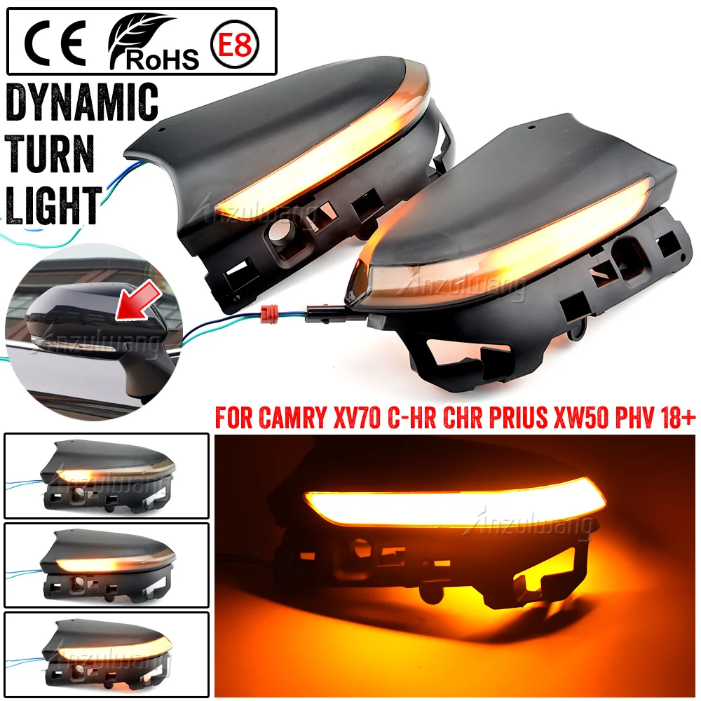 

2Pieces Sequential Flashing Lamp LED Dynamic Turn Signal Light Blinker Indicator For Toyota Camry XV70 C-HR CHR Prius XW50 PHV