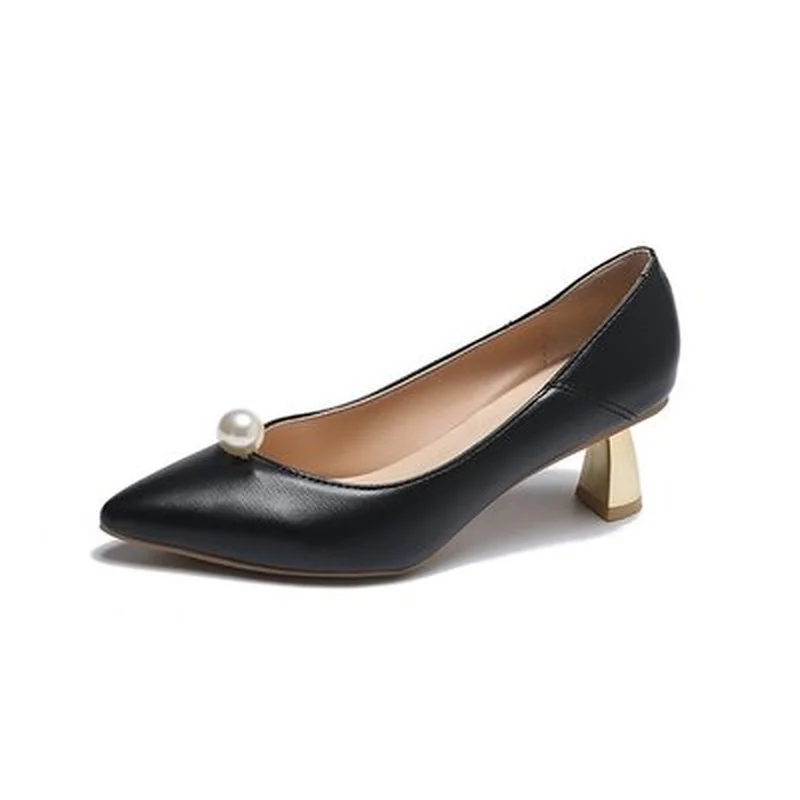 

High Heels Women Winter Brand Shoes Pearl Fashion Point Toe Thin High Heels Soft Women Dress Shoes Autumn Female Wedding Pumps