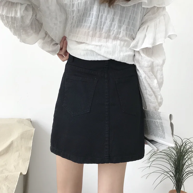 

Pure cotton mini skirts young women 2021 summer new teen girl's high waist denim skirt preppy A-line short hip skirts BSQ095