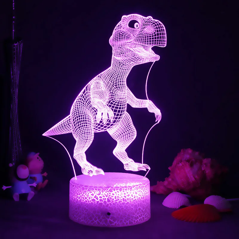 

Dinosaur 3D LED Lamp Kids Cute Night Light Lovely USB Acrylic Glasses Table Nightlight For Birthday Gift Bedroom Room Decor Gift